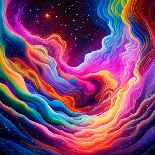 Colorful Starry Universe in Graffiti Art Style