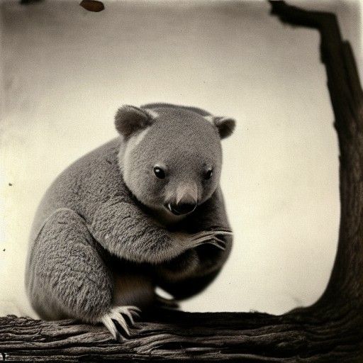 Rare Drop Bear Captured in Early Photography Style