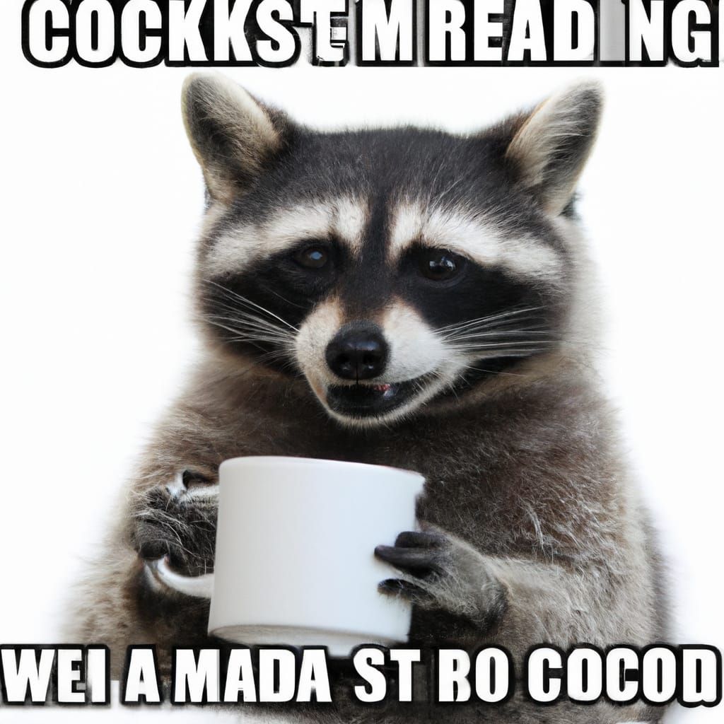 Humorous Raccoon Coffee Meme