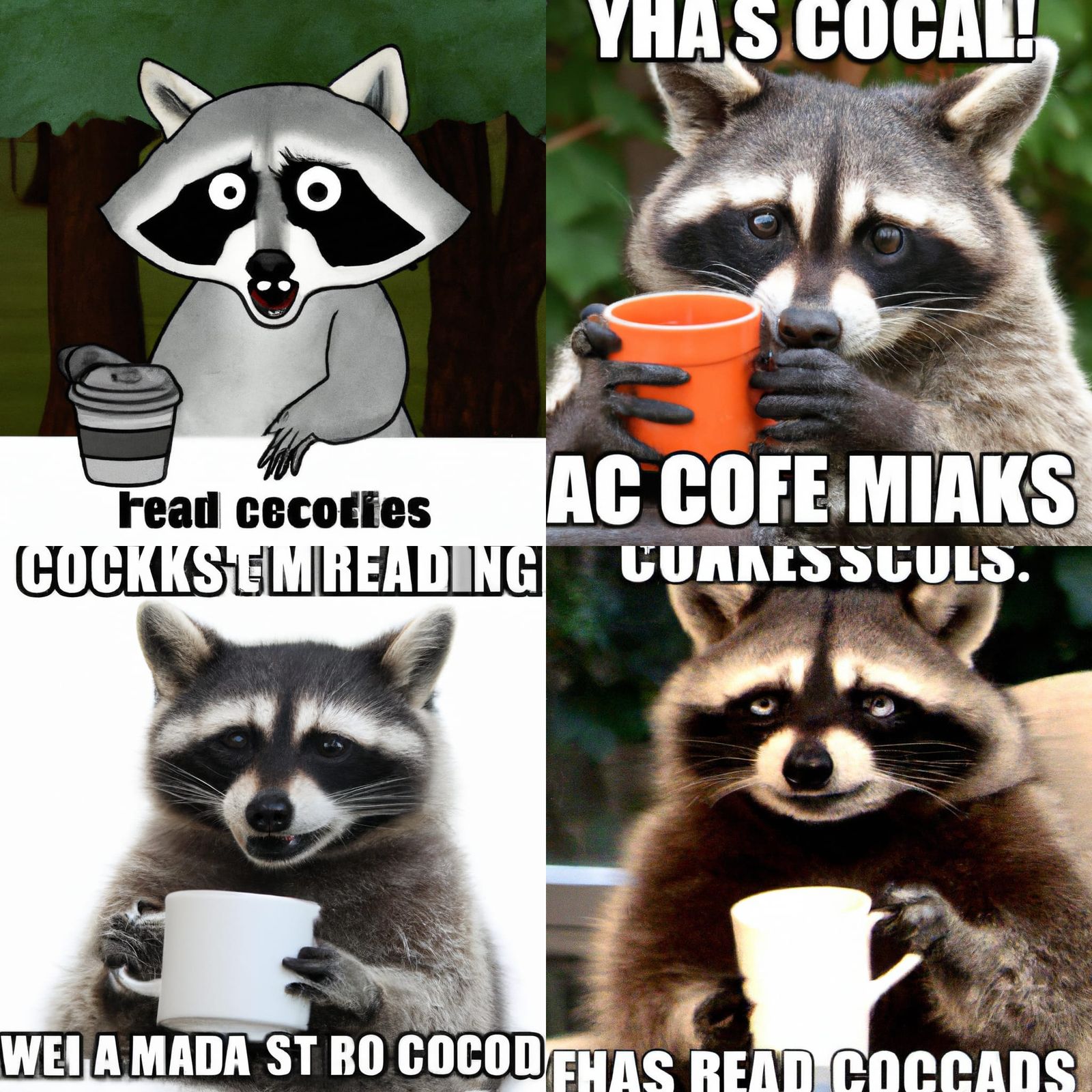 Raccoon Drinking Coffee: A Funny Meme