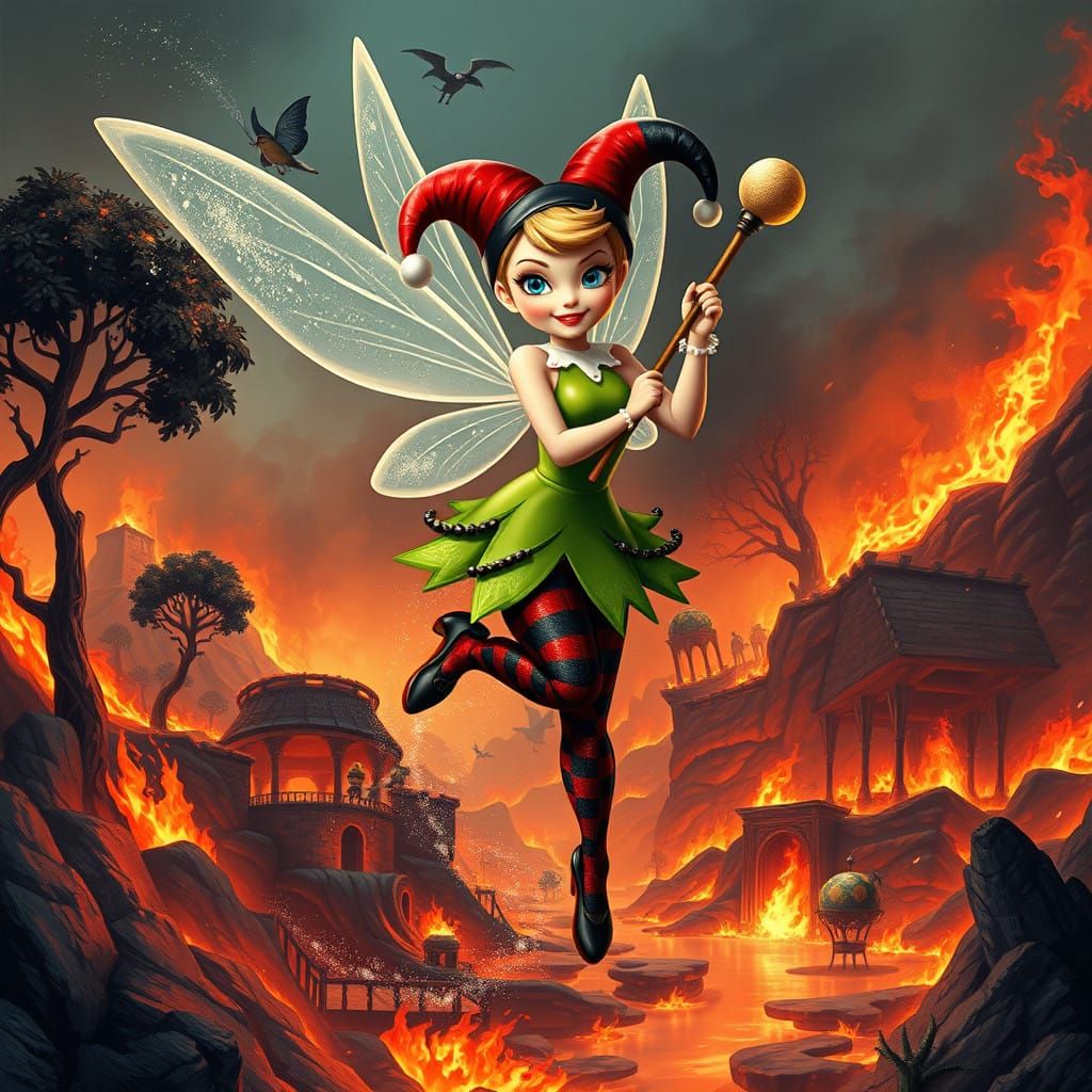 Fierce Pixie Goddess in Flames