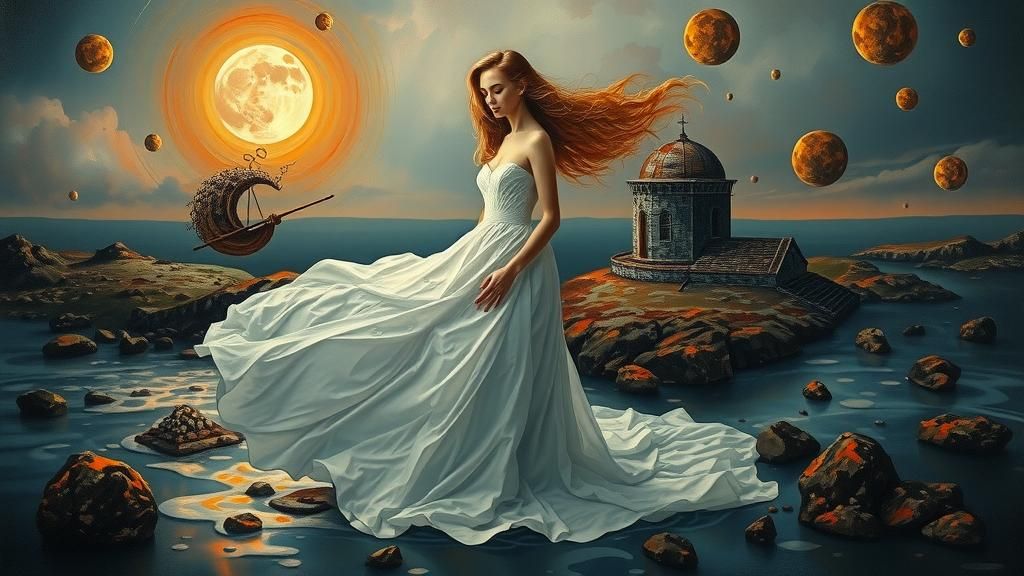 Dreamlike Woman in Surrealist Melting Landscape