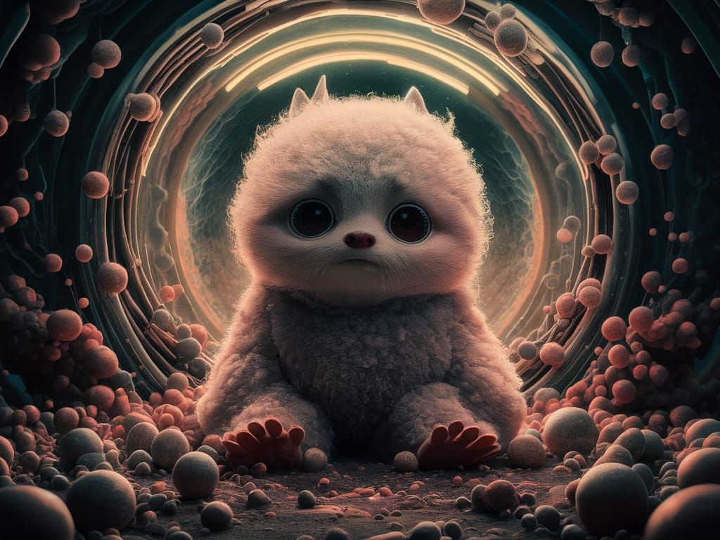 Encased Fluffoid in Miraculous Reflective Spheres