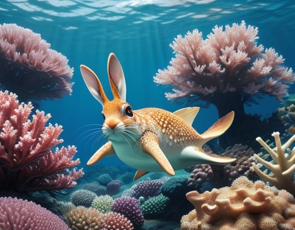 Photorealistic Starfish Hare Underwater
