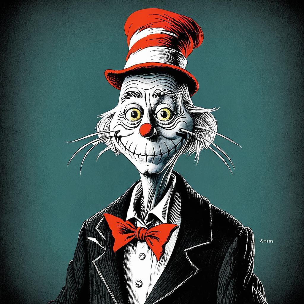 Macabre Scene in Dr. Seuss Style