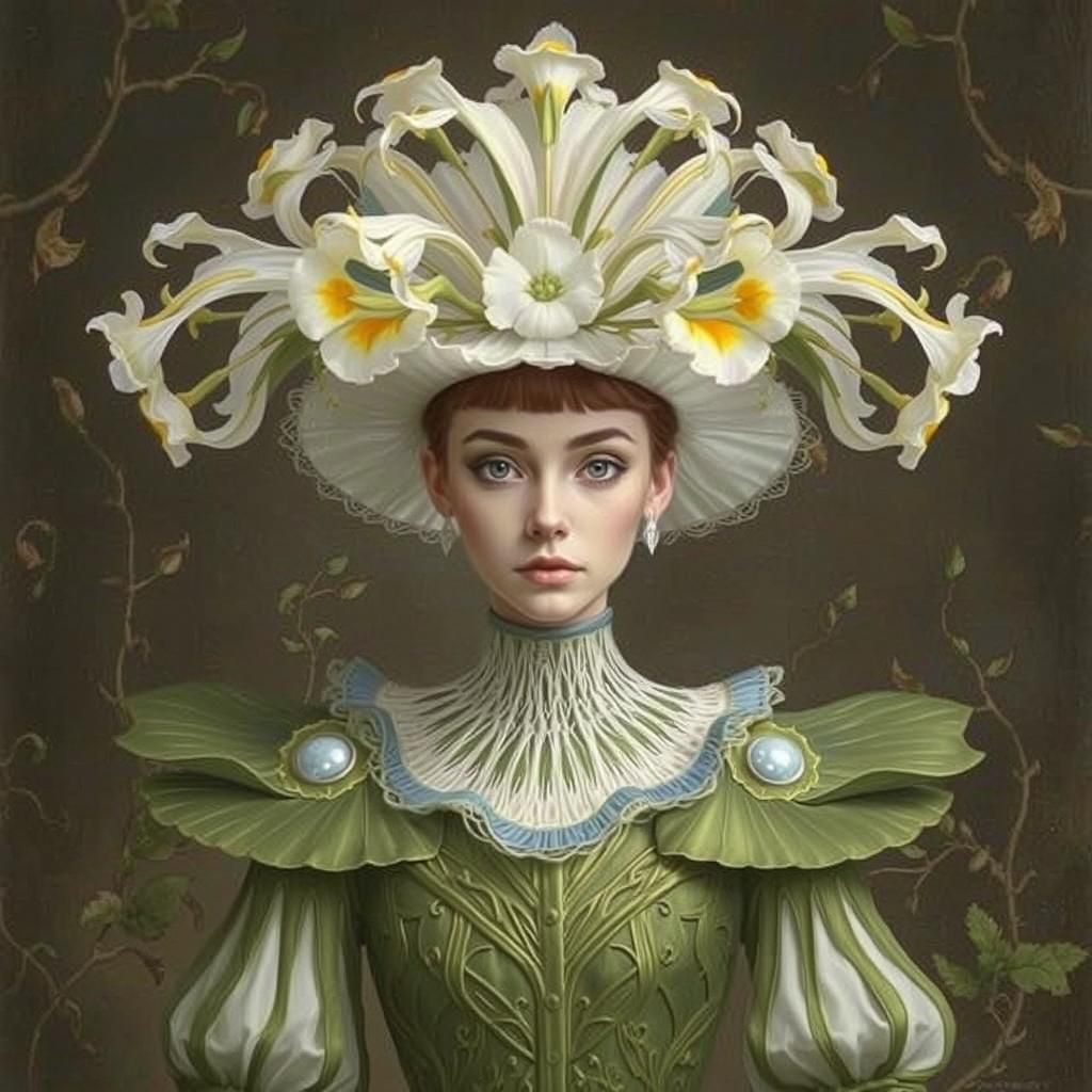 Luminous Edwardian Portrait Inspired by Rachel Ruysch