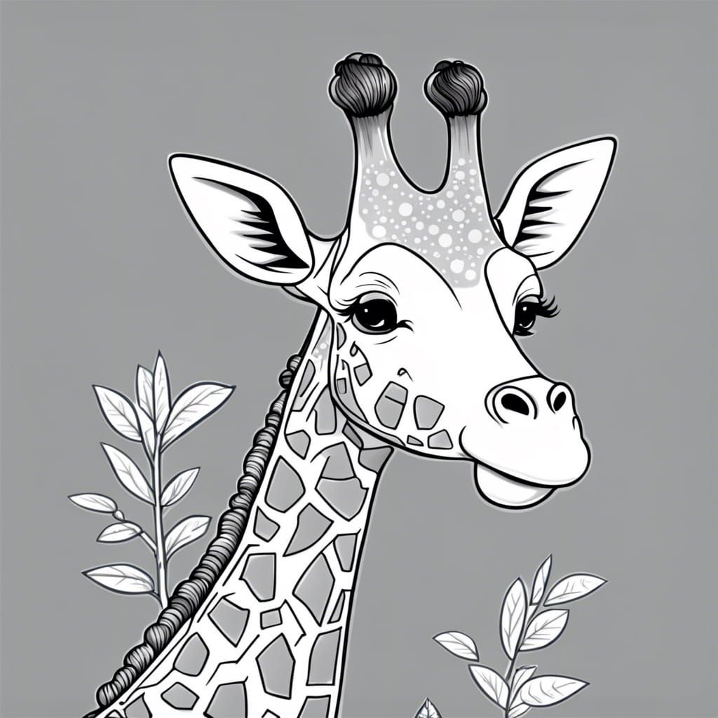 Cute Giraffe Coloring Page with Clean Lines