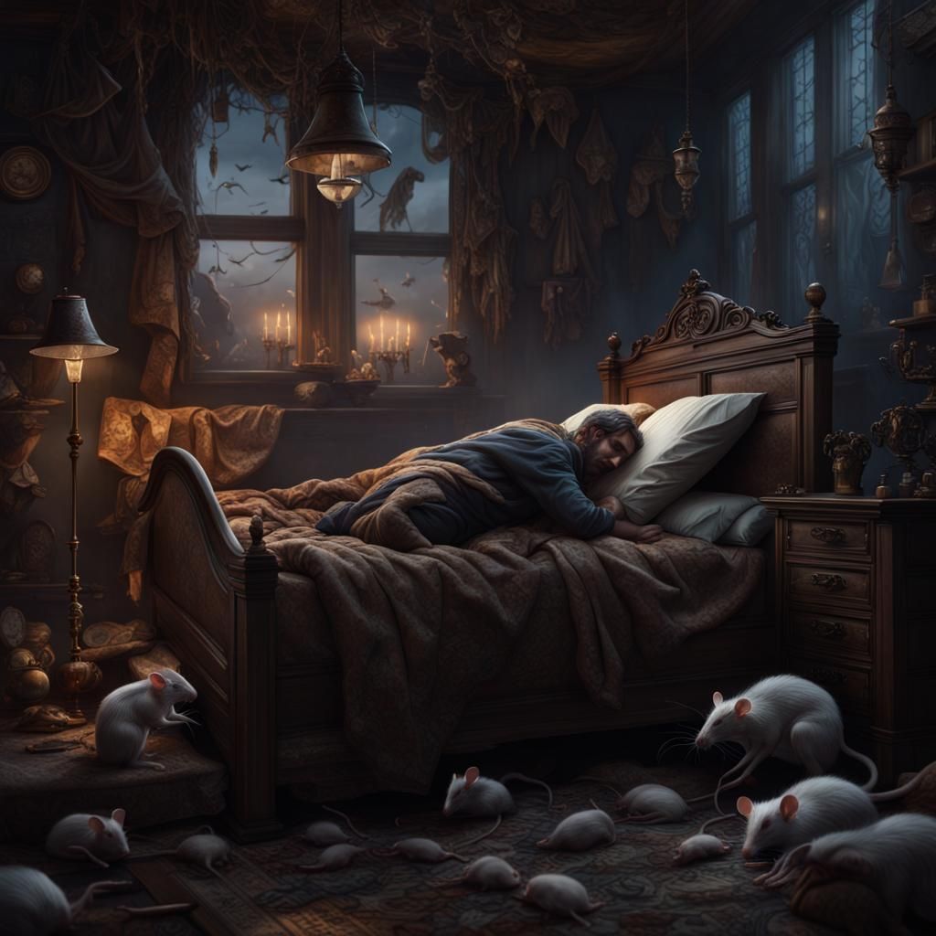 Man's Rat Nightmare: Detailed Matte Painting