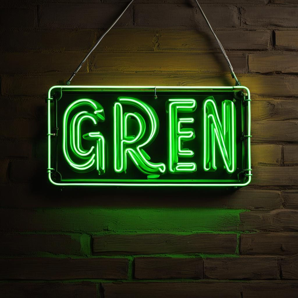 Green Neon Sign Art