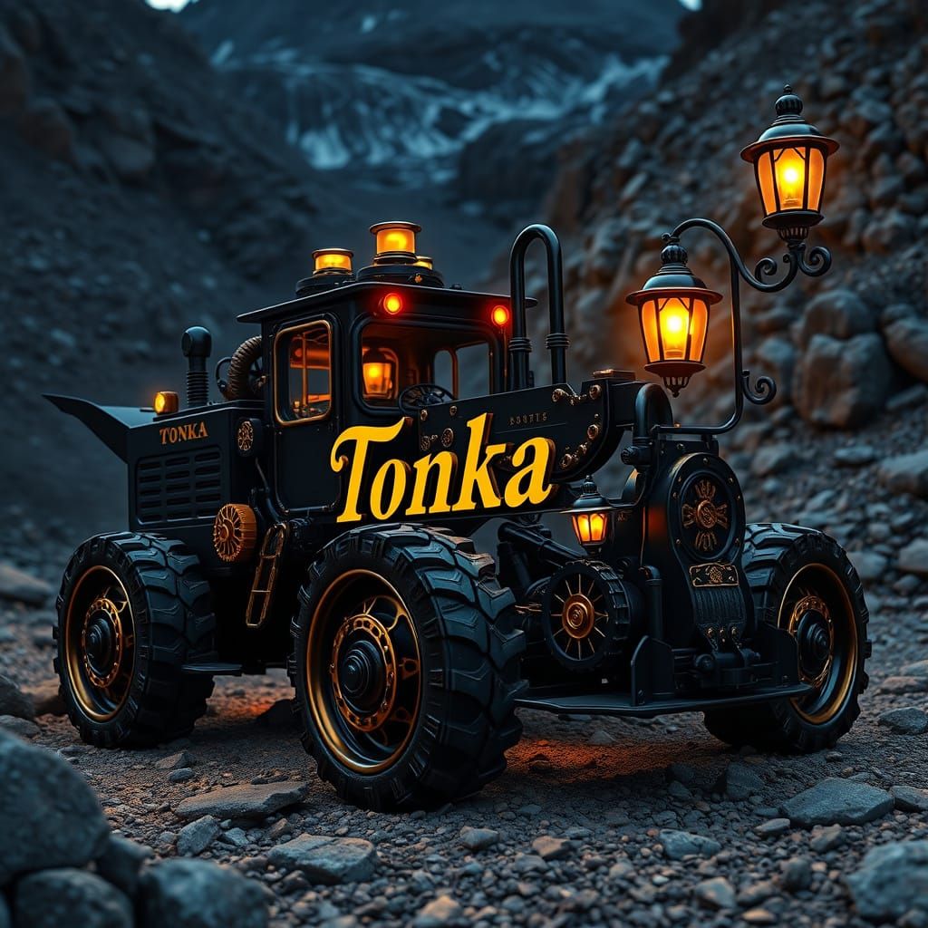 Steampunk Tonka Toy in a Mountain Quarry