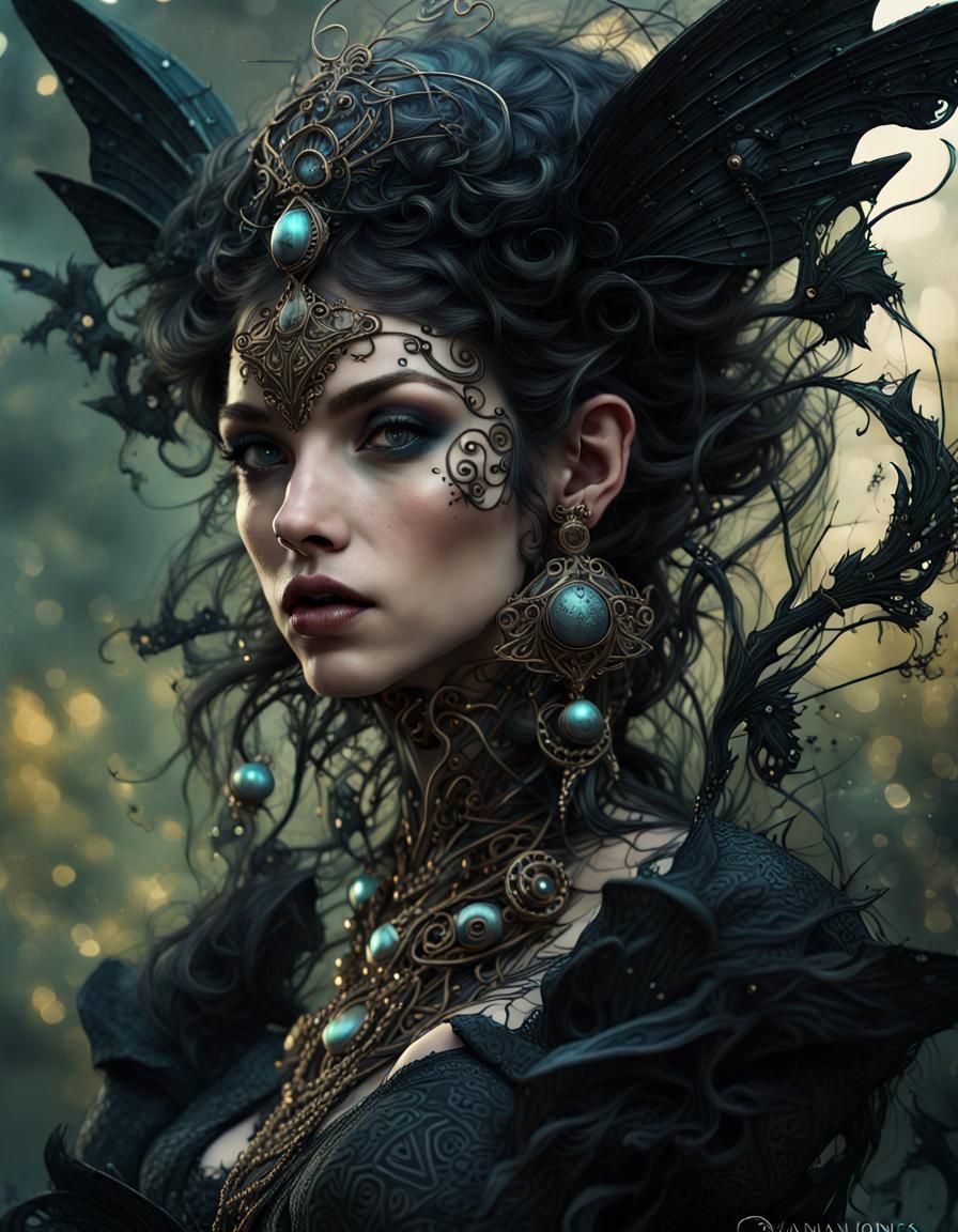 Filigree Pixie Goddess Portrait in Fantasycore Style