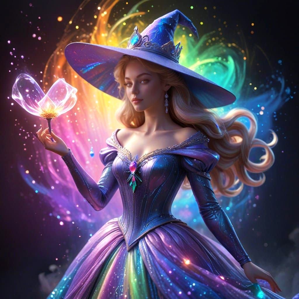 The Dream Witch Aurora Reigns in Vibrant Cyberpunk Fantasy