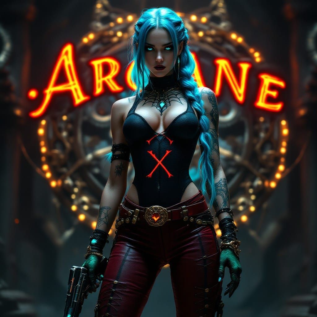 Steampunk Goth Goddess Jinx of Arcane in Intricate Braid