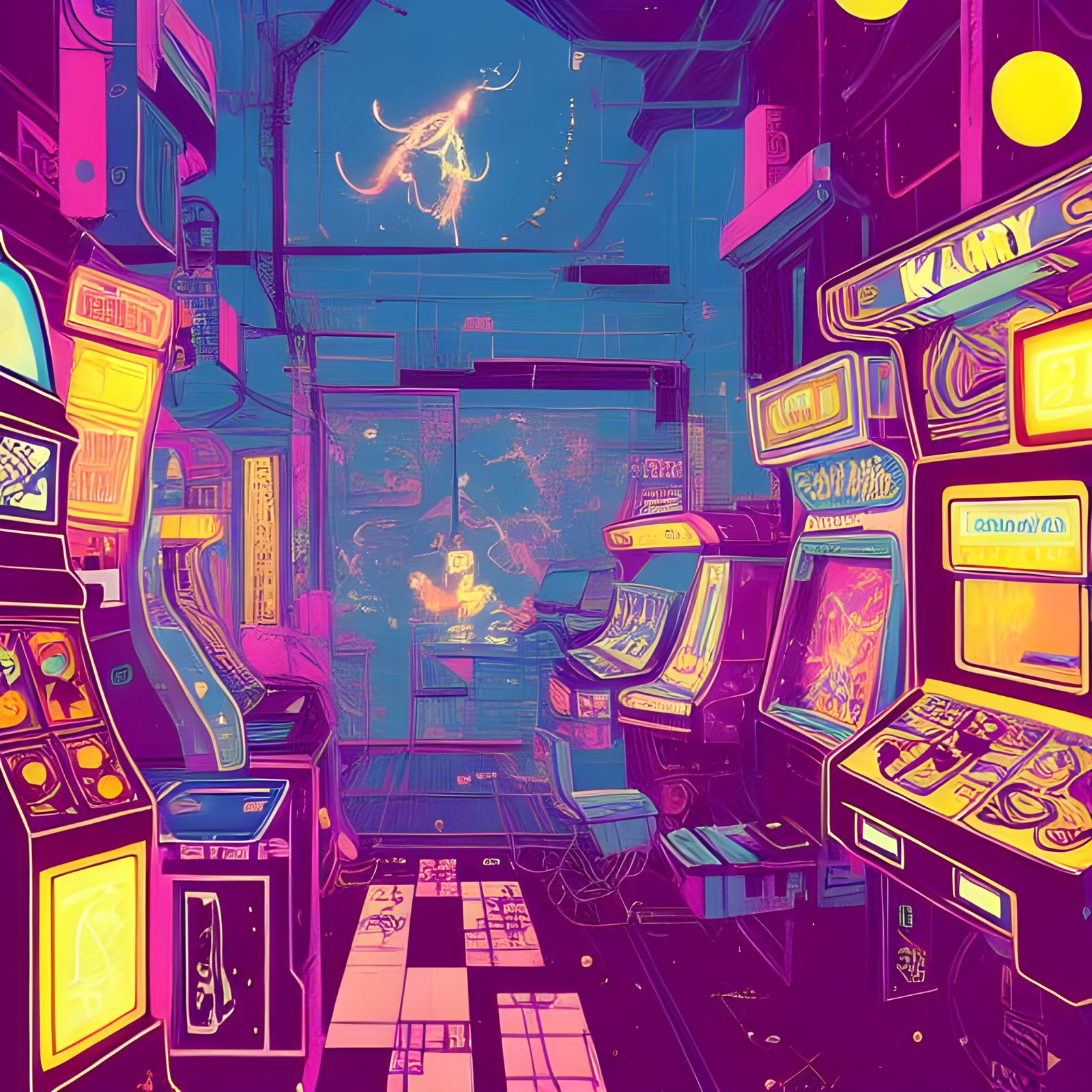 Cute and Bright Arcade Space Photography