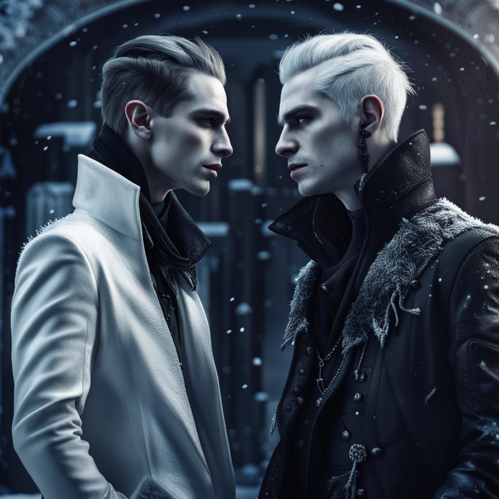 Gothic Vampire Elves in Snowy Noir City