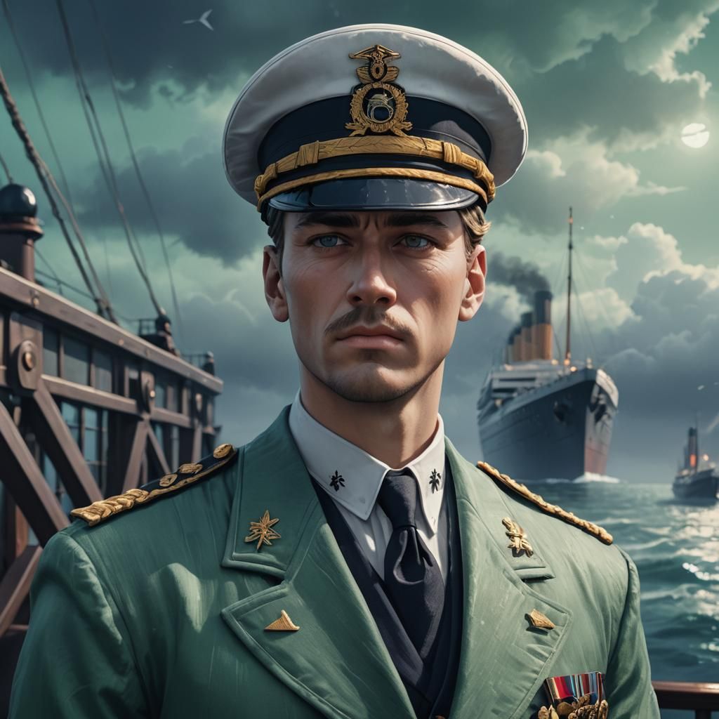 Titanic Captain Portrait in 3D Anime Style