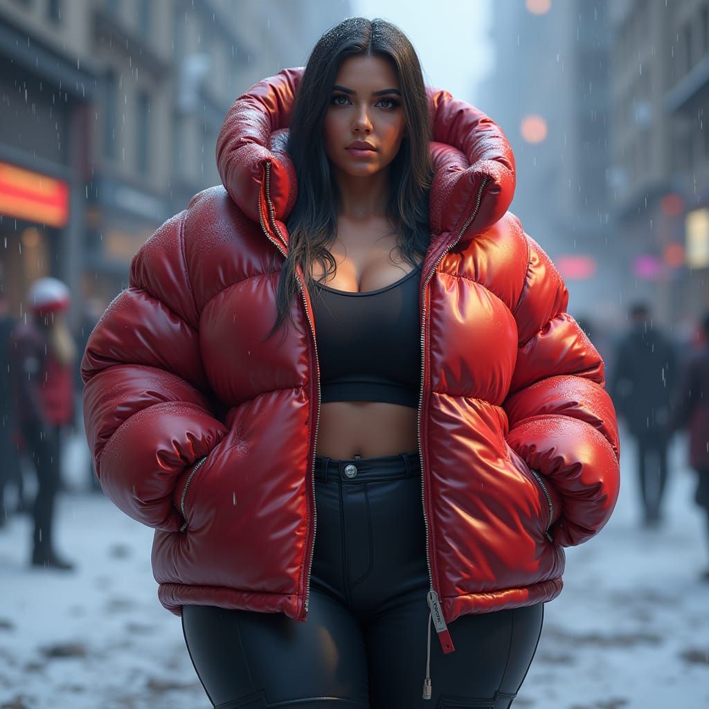 Kim Kardashian in a Fantastical Inflatable Pufferjacket