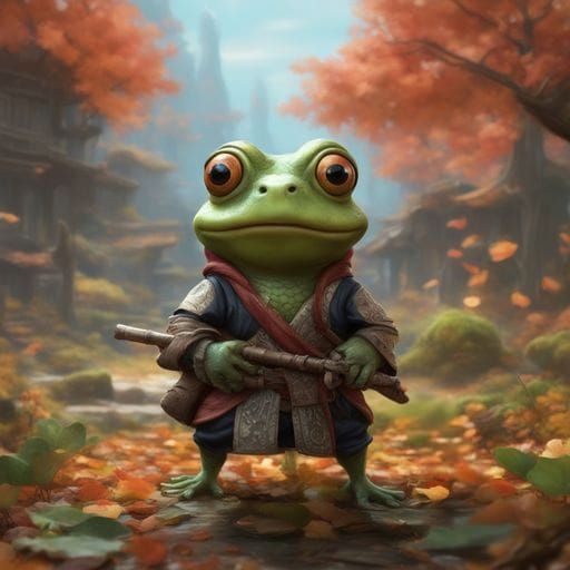 Chibi Frog Ninja Portrait in Comic Book Style