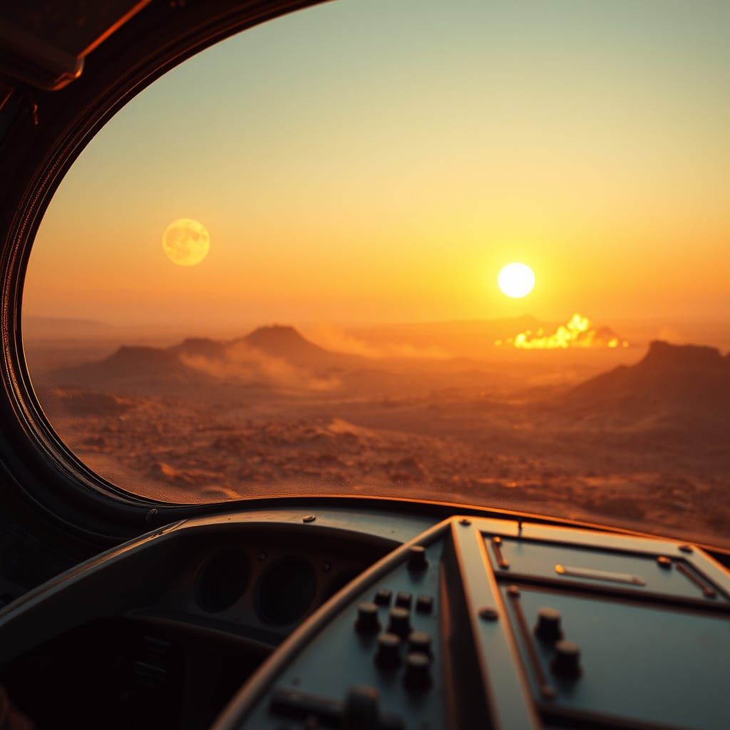 Golden Sunset on a Desolate Alien World in Andromeda