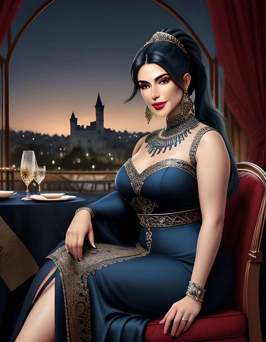 Elegant Middle Eastern Woman Portrait in Castle