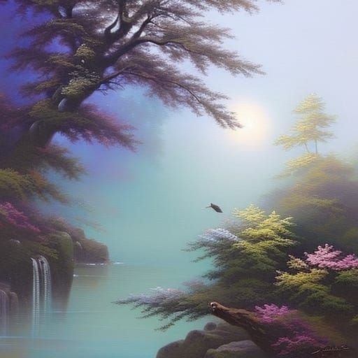 One-Eyed Sparrow in Ethereal Forest, Fantasy Art