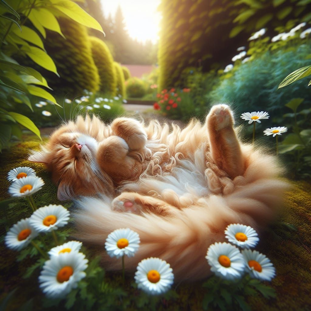 Playful Ginger Cat in Sunny Garden