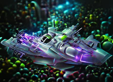 Cyberpunk Space Battleship in 8K Resolution