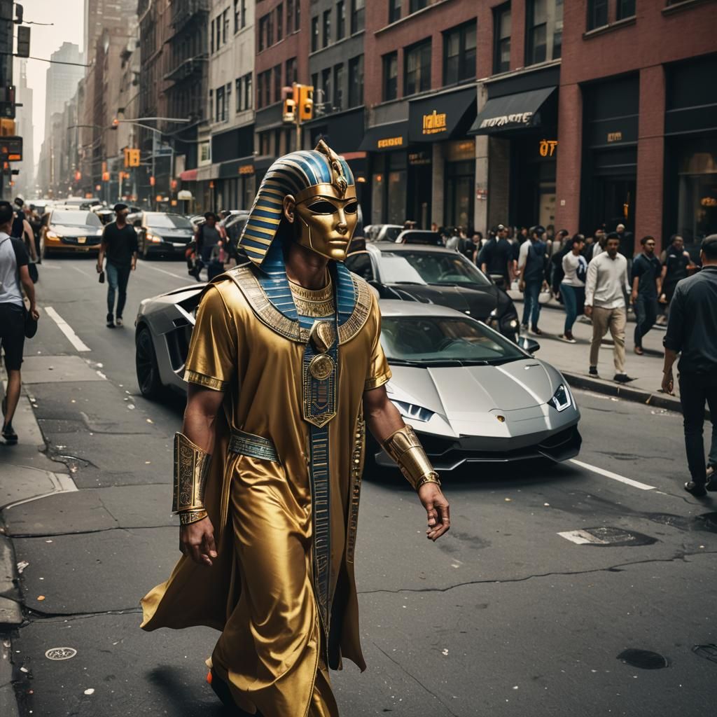 Egyptian Pharaoh in New York: Cinematic Scene