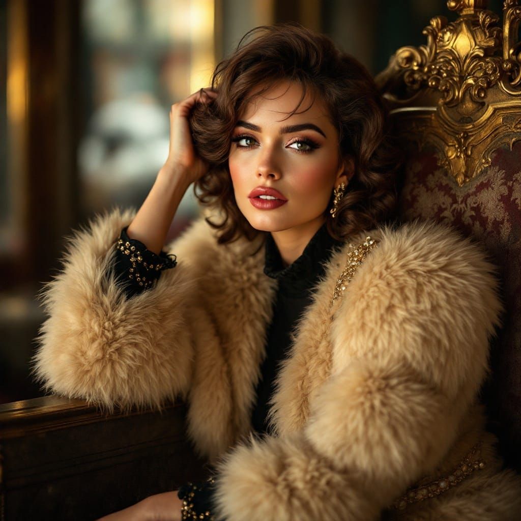 Classic Hollywood Actress in Elegant Attire