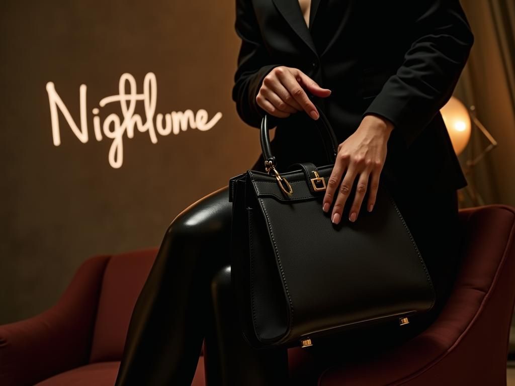 Elegant Woman with Handbag in High Fashion Style