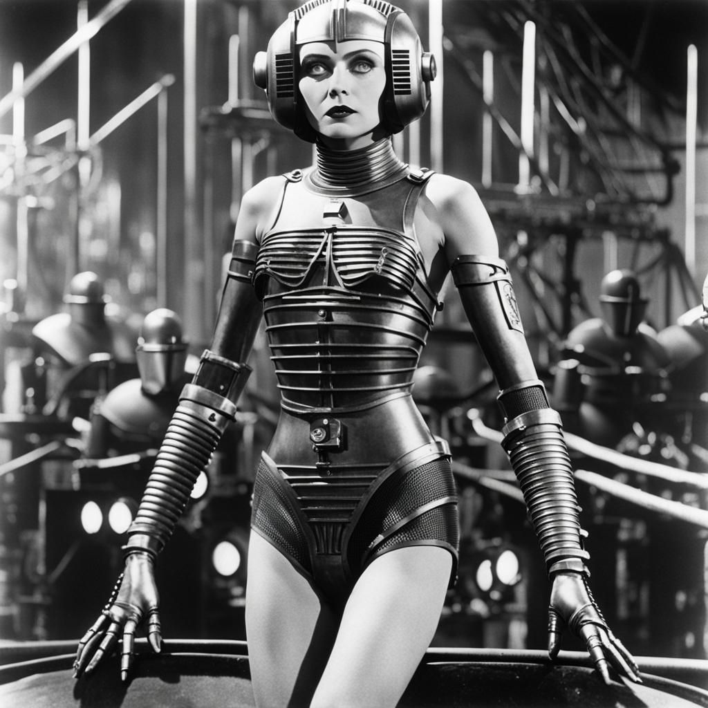 Metropolis-Inspired Robot in Black and White