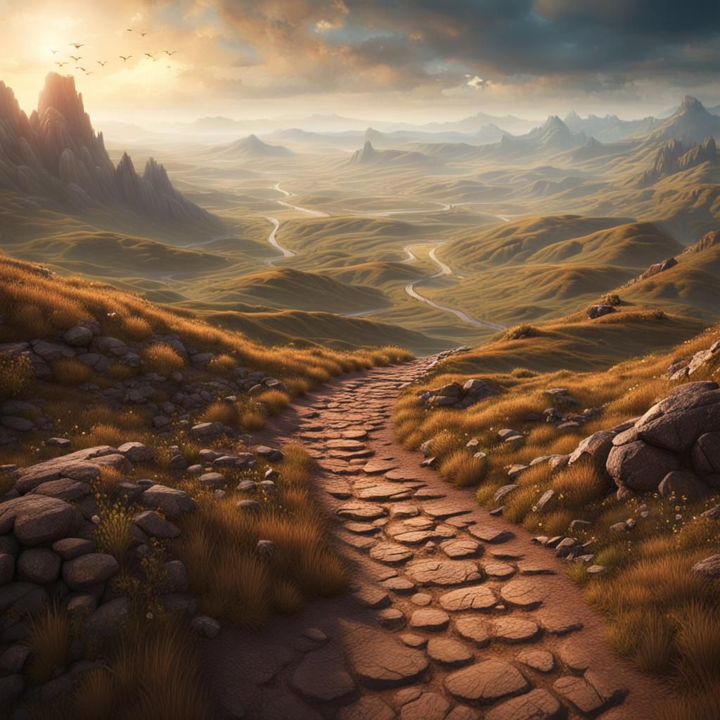 Dirt Path Across Hills: Fantasy Concept Art