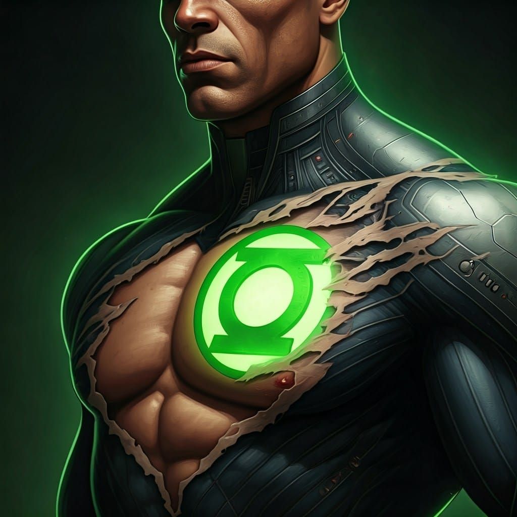 Green Lantern Tattoo with Skin Rip Effect