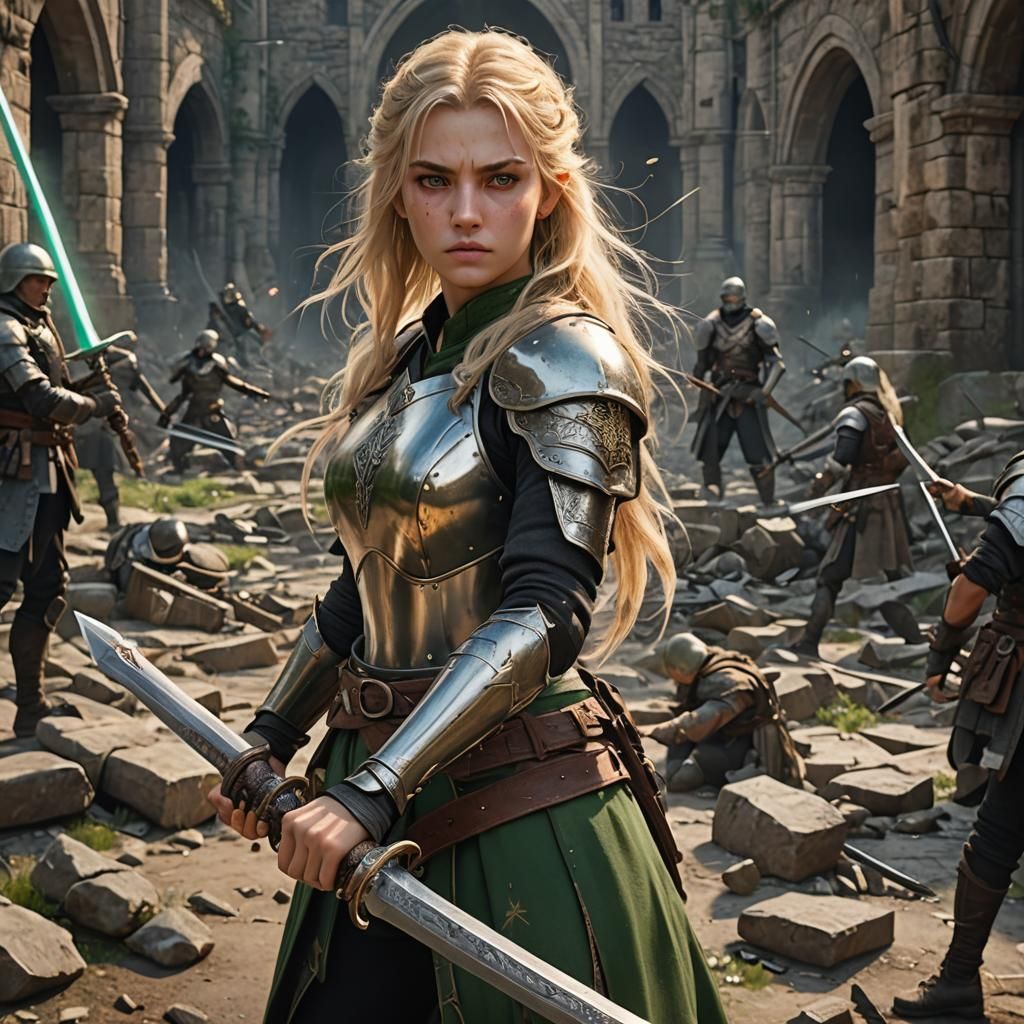 Fantasy Teenage Girl Warrior with Sword