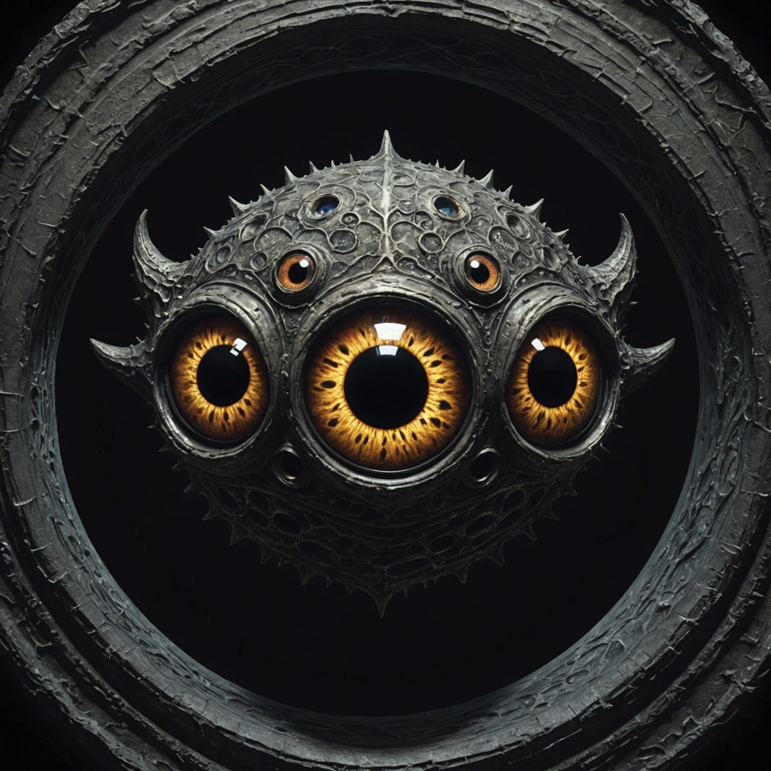 Nightmarish Creature with Lunar Eyes, Hyperrealistic Art