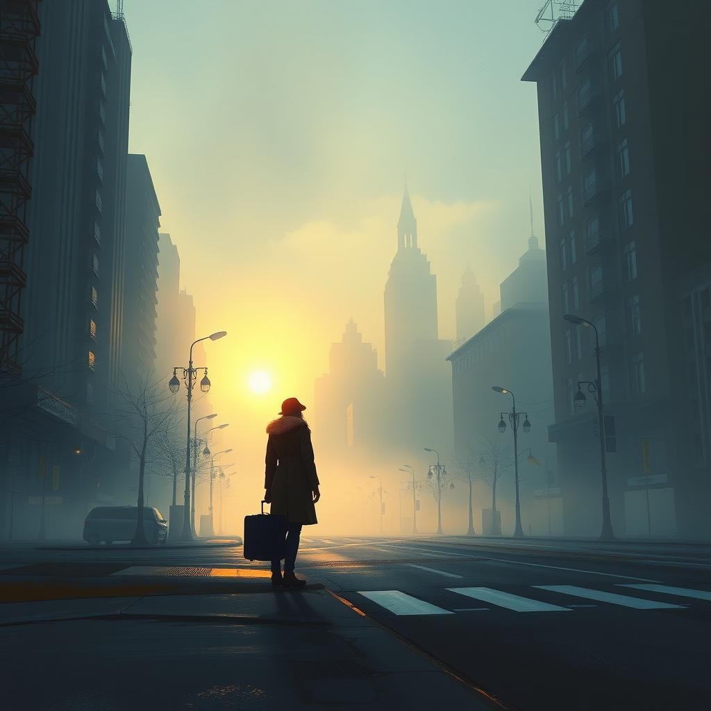 Hopeful Dawn Breaks Over Misty Cityscape