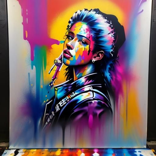 Colorful Graffiti Art in Pre-Raphaelite Style