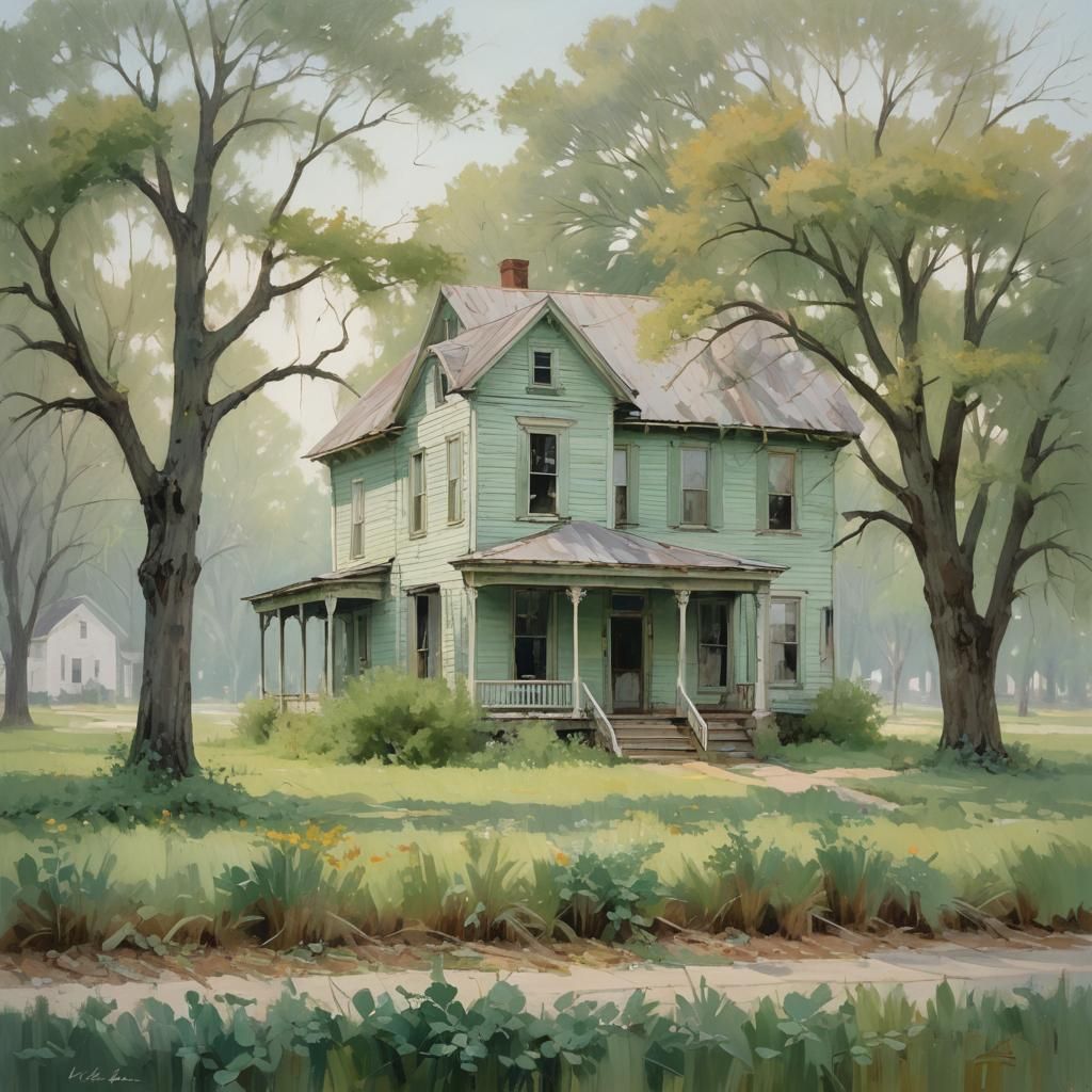 American Impressionism: Old Building in Soft Light