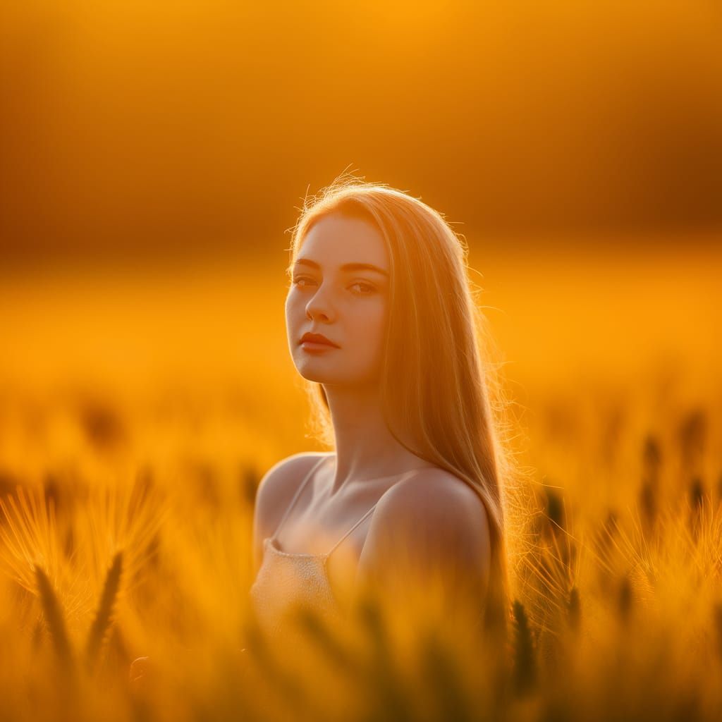 Serene Woman in Golden Light
