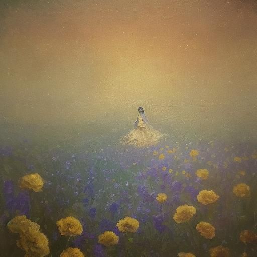 Woman in Indigo Gown in Impressionist Oil Painting