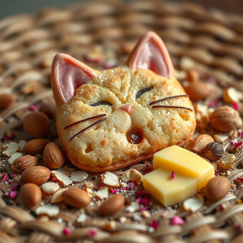 Cat's Tongue Biscuit Still Life in Hyper-Realistic Style