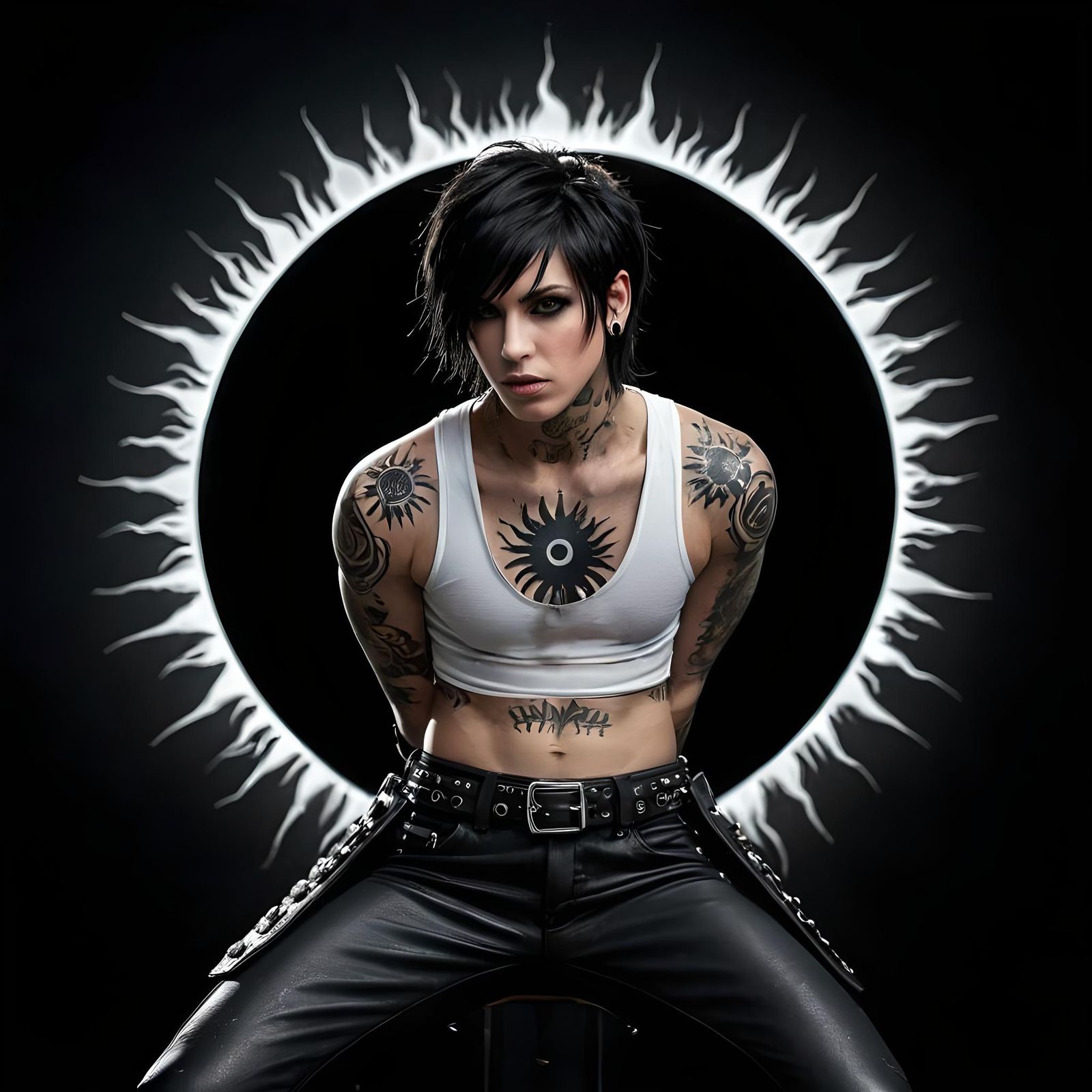 Emo Rock Singer in Front of Black Sun