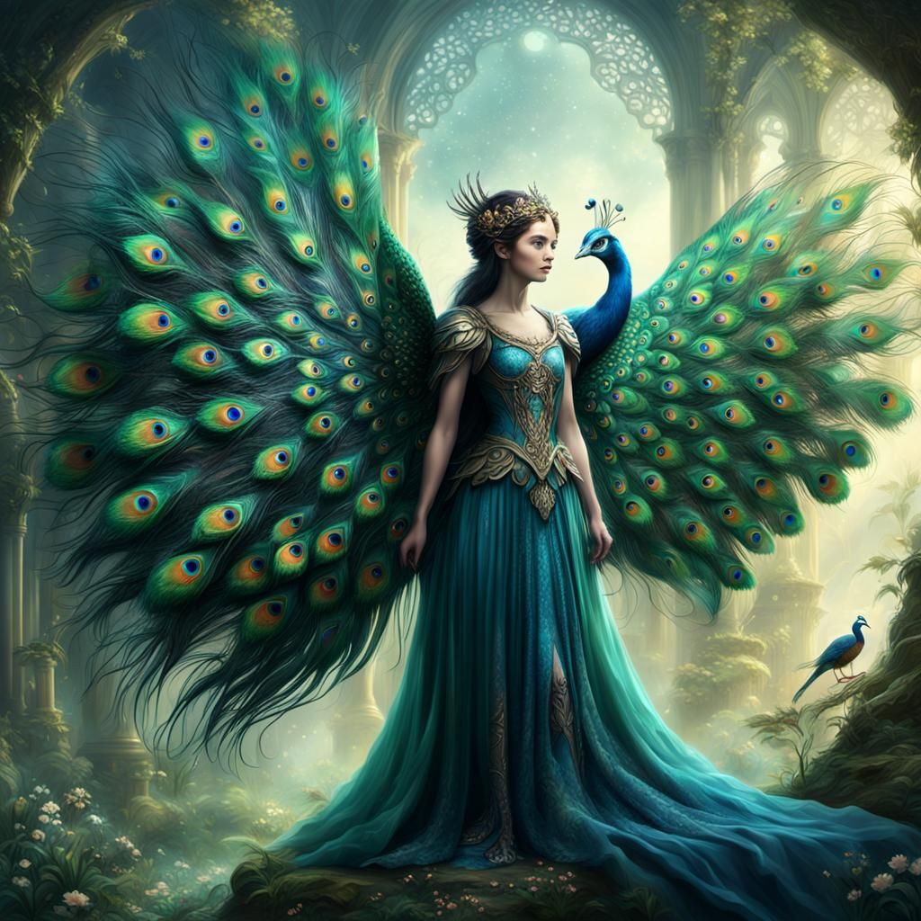 Fairy with Peacock Wings Digital Matte Painting
