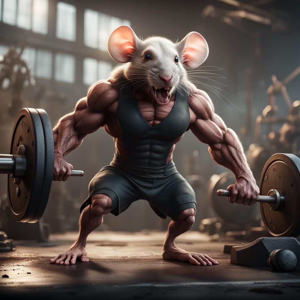 Bodybuilding Mice with Giant Muscles, Detailed Art