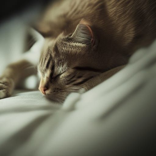 Sleeping Cat in Detailed Digital Matte Painting