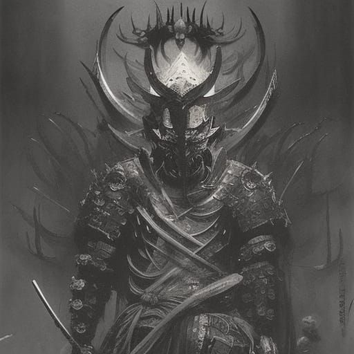 Terrifying Demon Samurai in Horror Style