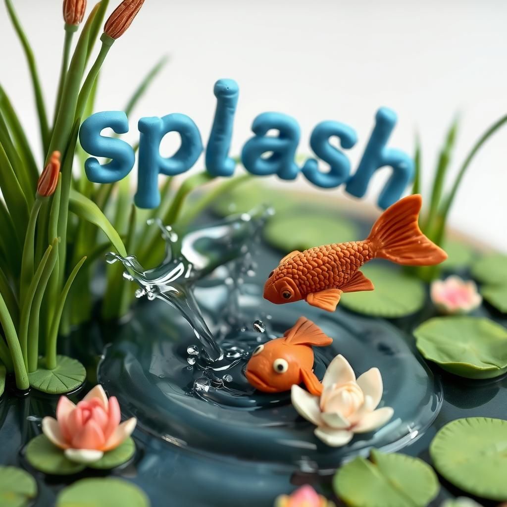 Claymation Pond Scene with Leaping Fish