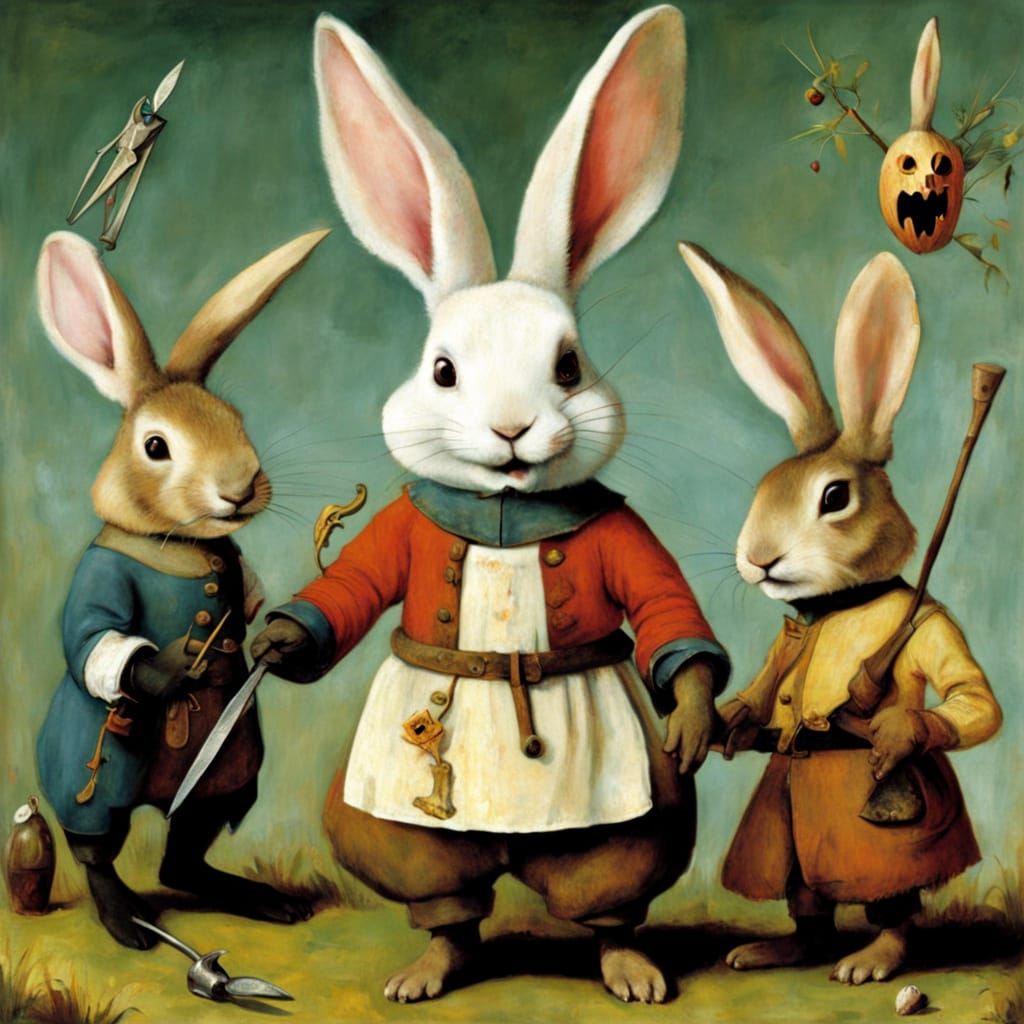 Halloween Rabbit in Bosch and Pixar Style