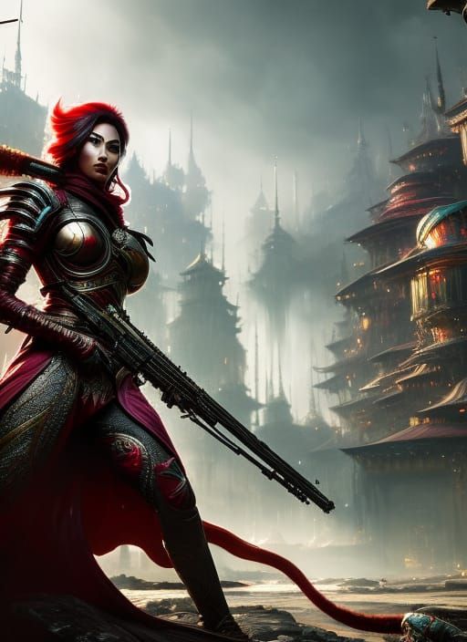 Fierce Phantom Assassin Warrior in Hyperdetailed Digital Art