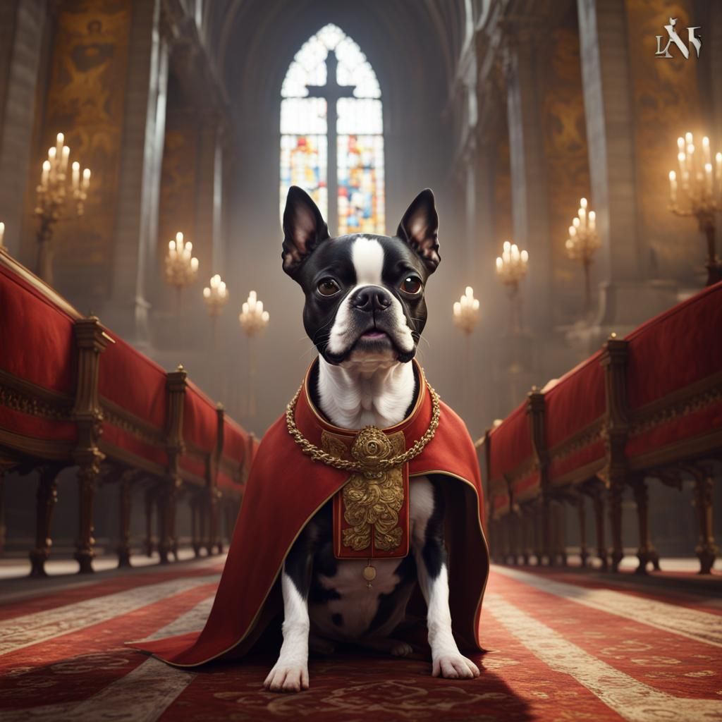 Boston Terrier as Pope in Vatican: Fantasy Art